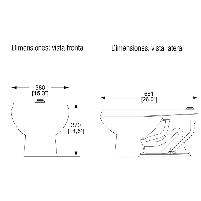 Taza Para Fluxómetro Nao consumo 3.5L / 4.8L - HELVEX